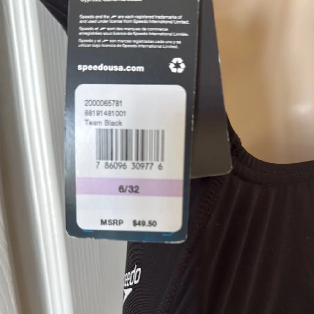 NWT - Speedo Women's Black One-Piece Swimsuit (sz 6)
